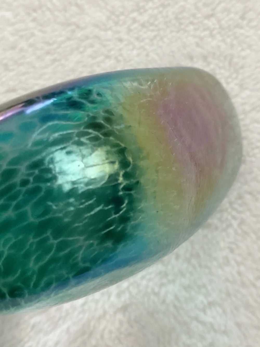 Robert Held Art Glass Heart Paperweight Iridescent Signed Canada 2”
